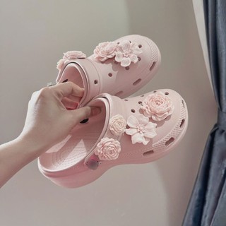 🩷💜🩷Giày sục đính hoa nổi 3D siêu xinh cao 5cm