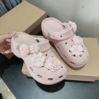🩷💜🩷Giày sục đính hoa nổi 3D siêu xinh cao 5cm