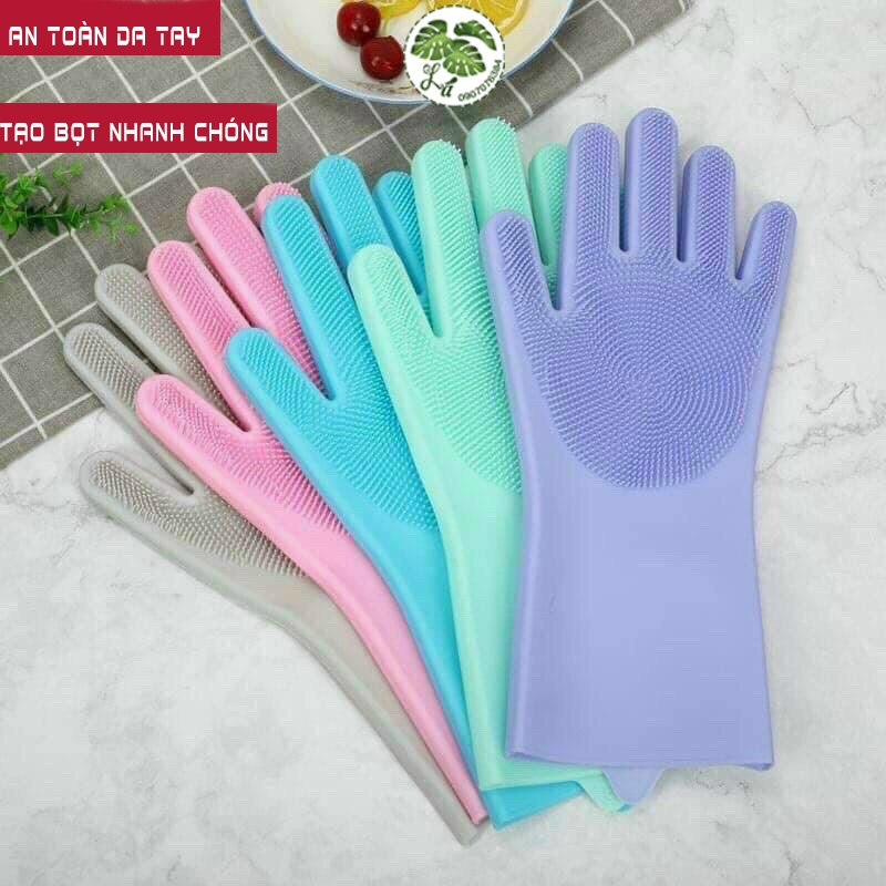 Găng Tay Cao Su Kiêm miếng rửa bát 2 trong 1 siêu tiện lợi và đang năng .