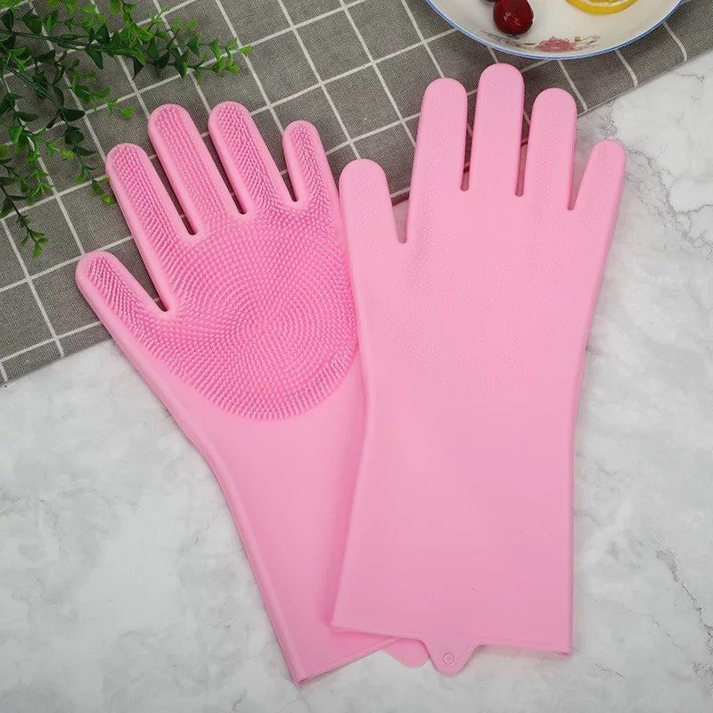 Găng Tay Cao Su Kiêm miếng rửa bát 2 trong 1 siêu tiện lợi và đang năng .