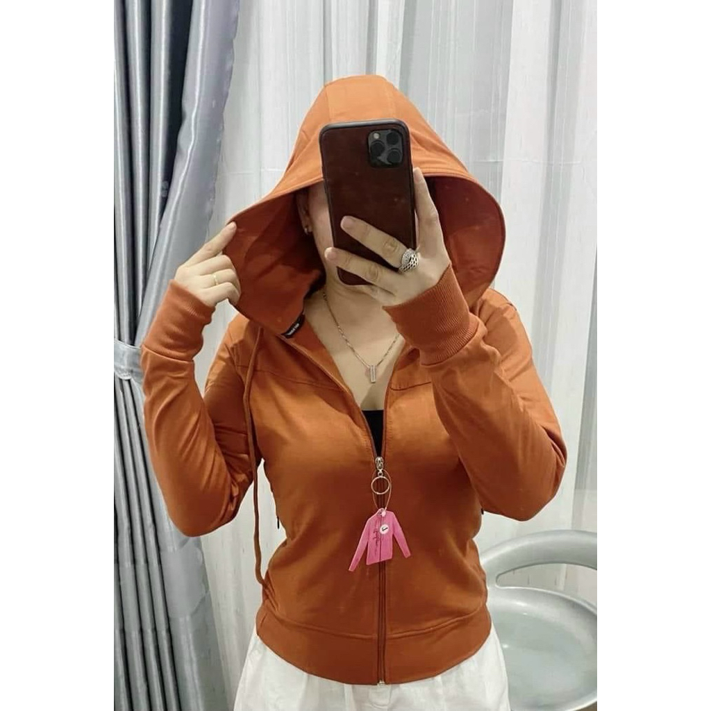 ( Bigsize) Áo khoác nữ vải cotton da cá trơn , 6 túi nón to, Form thường dễ mặc -Q16