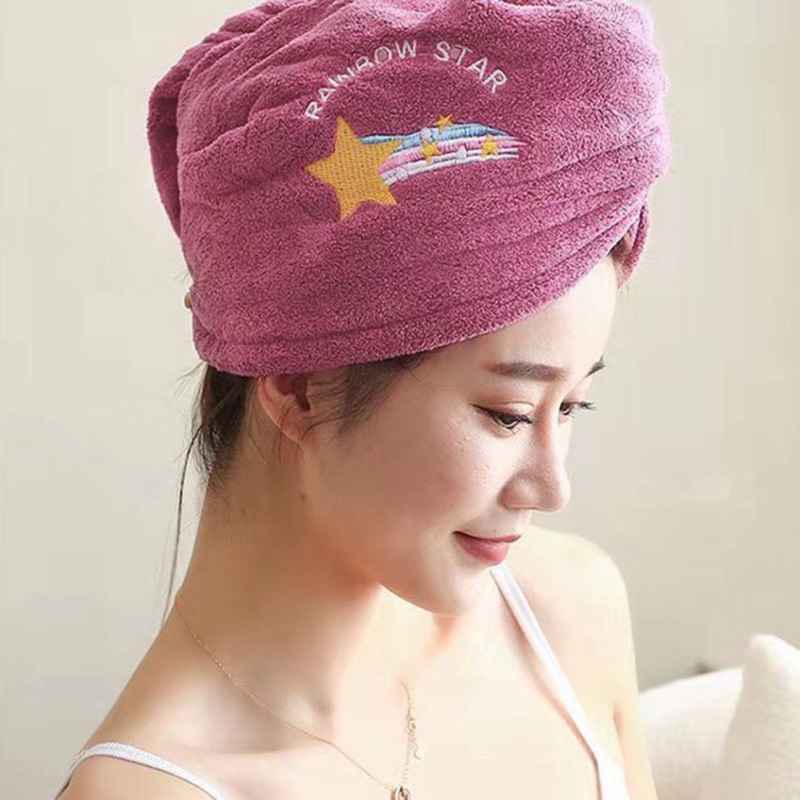 Khăn Quấn Ủ Tóc Lau Khô Siêu Tốc Loại Lớp Lông Cừu Mềm Siêu Thấm