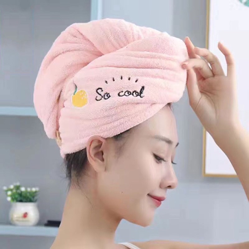 Khăn Quấn Ủ Tóc Lau Khô Siêu Tốc Loại Lớp Lông Cừu Mềm Siêu Thấm