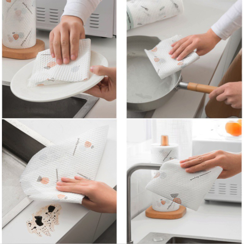 Cuộn 60 Tờ Khăn Giấy Lau Bếp Đa Năng, Khăn Giấy Đa Năng Lau Bếp, Lau Tay, Có thể tái sử dụng