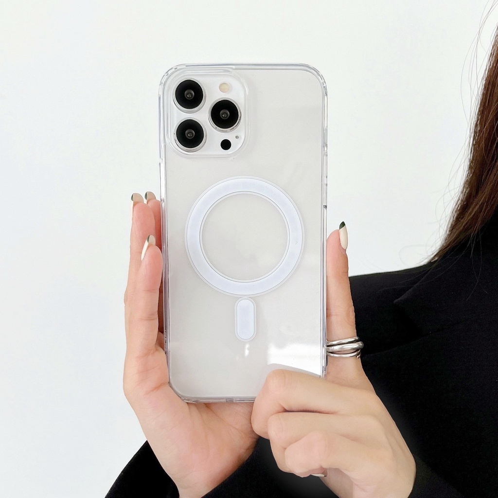 Ốp lưng iphone hỗ trợ sạc không dây từ tính chống bụi bẩn trong suốt x xsmax 11 12 13 14 15 pro max promax plus