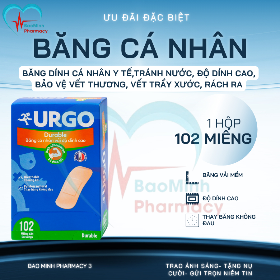 Băng Cá Nhân Vải Độ Dính Cao, Băng Urgo Durable Bảo Vệ Các Vết Thương ...