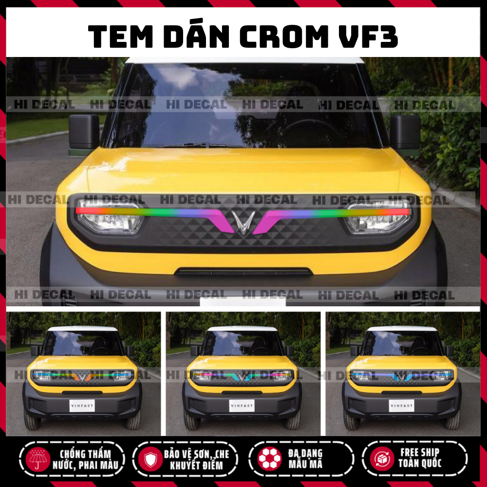 Tem decal dán Crom VF3 trang trí  xe bền màu, chống nước