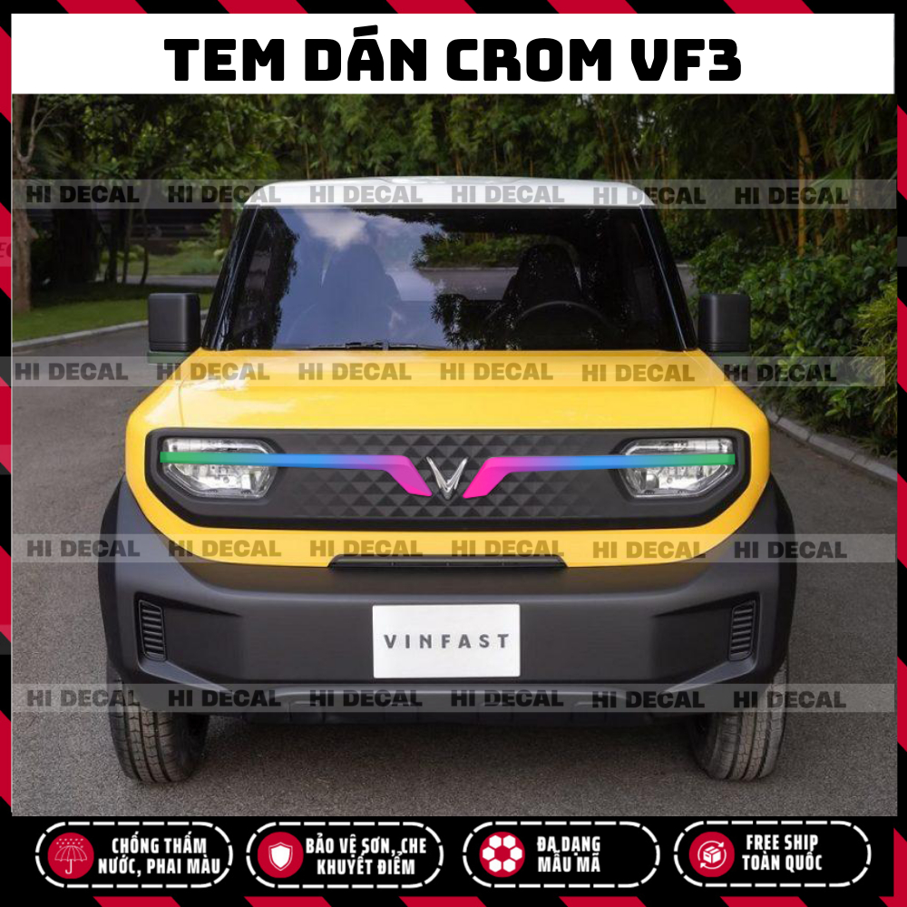Tem decal dán Crom VF3 trang trí  xe bền màu, chống nước