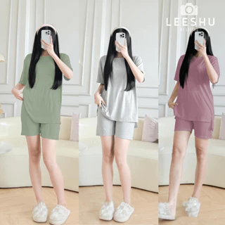Bộ ngố đùi mặc nhà có Bigsize❤️LEESHU❤️vải cotton lụa siêu mềm mát áo tay ngắn form rộng,quần ngố đùi ôm năng động đitập