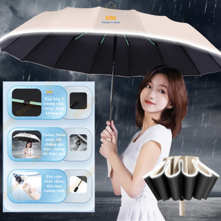 Ô Dù Che Mưa, Vải Dù 2 Lớp Màu, Chống Tia UV, Thấm Nước, Ô Gấp Gọn 24 Nan Đóng Mở Tự Động