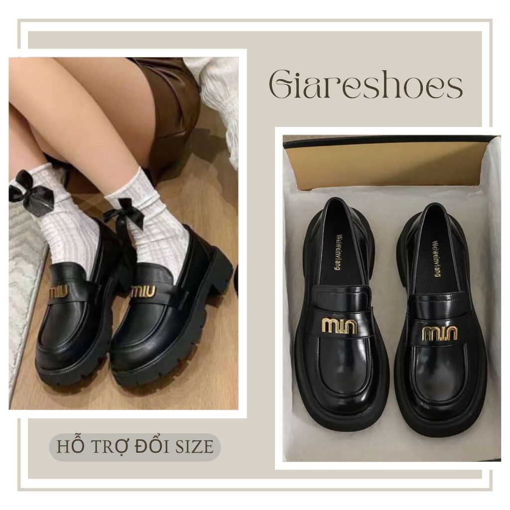 Giày Oxford Nữ, Giày Da Nữ Đế Bằng 2 Loại Da Bóng Mờ Cao 5cm Bản C.Cấp Full Box || Mã N05