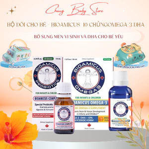 Bộ Đôi Cho Bé - BioAmicus Complete 10 Chủng lọ 10mL & BioAmicus Omega-3 DHA lọ 30mL + quà