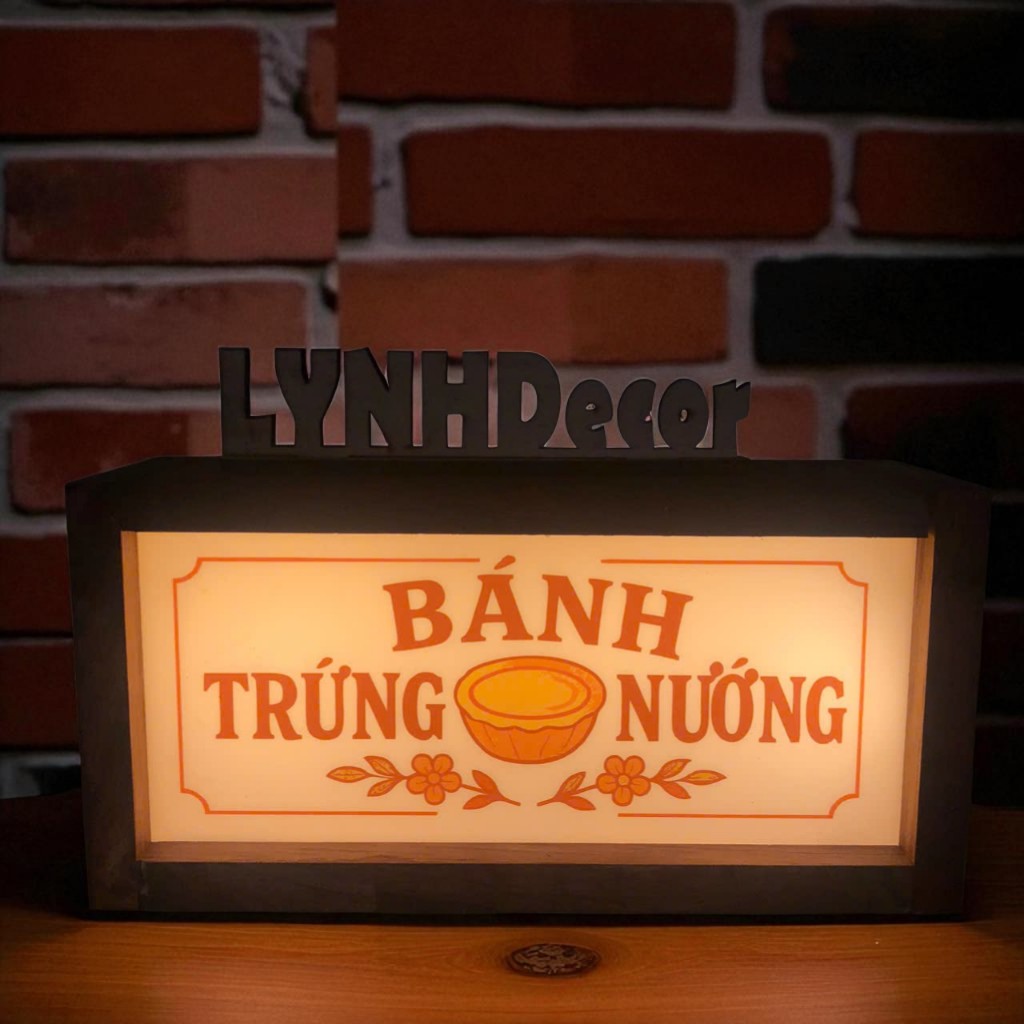 Hộp đèn gỗ ORDER HERE( Free in nội dung) - LYNH DECOR miễn phí thiết kế