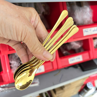 Set 5 Thìa Nhỏ Muỗng Capuchino Inox 304 Mạ Titan Vàng Thìa Miệng Bầu Cà phê Kem Chè Siêu  Xinh