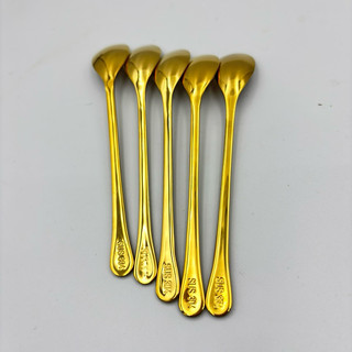 Set 5 Thìa Nhỏ Muỗng Capuchino Inox 304 Mạ Titan Vàng Thìa Miệng Bầu Cà phê Kem Chè Siêu  Xinh
