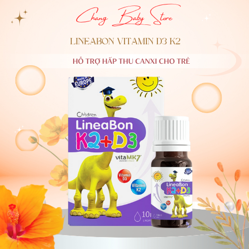LineaBon vitamin D3 K2 - Hỗ trợ hấp thu canxi cho trẻ chai 10ml + quà