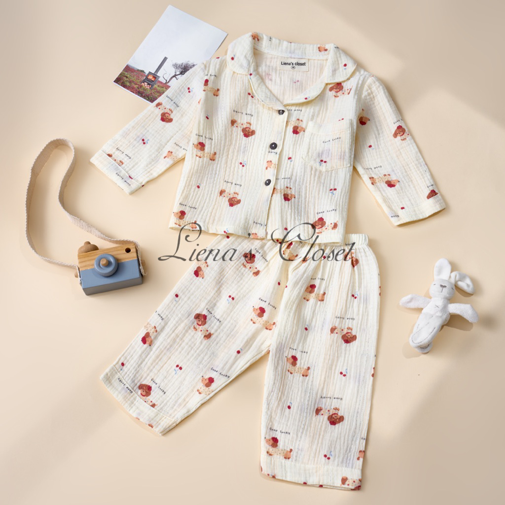 Bộ Pijama Unisex Vải Xô Muslin Mềm Mại An Toàn Thiết Kết Xinh Xắn Cho Các Bé Yêu Từ 1 - 5 Tuổi DT01