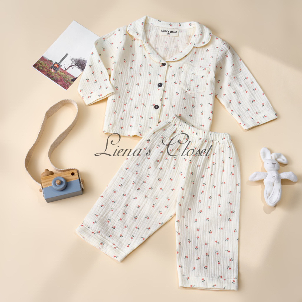 Bộ Pijama Unisex Vải Xô Muslin Mềm Mại An Toàn Thiết Kết Xinh Xắn Cho Các Bé Yêu Từ 1 - 5 Tuổi DT01