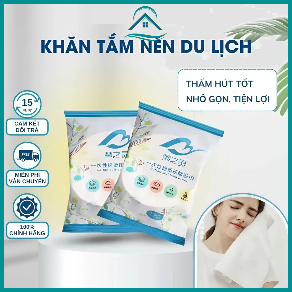Khăn tắm nén dùng 1 lần cao cấp, khăn giấy viên nén cotton dùng một lần thấm hút nước nhanh 70x140cm