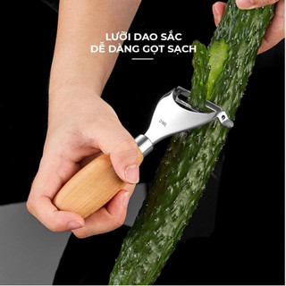 Nạo Rau Quả,Bào Ngô Bằng Thép Không Gỉ 316l - Dụng Cụ Bào Gọt Vỏ Củ Quả Đa Năng, Cán Cầm Bằng Gỗ Sồi Lưỡi Dao Sắc Bén
