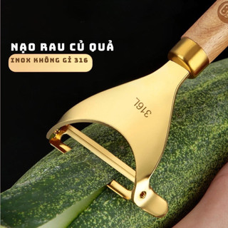 Nạo Rau Quả,Bào Ngô Bằng Thép Không Gỉ 316l - Dụng Cụ Bào Gọt Vỏ Củ Quả Đa Năng, Cán Cầm Bằng Gỗ Sồi Lưỡi Dao Sắc Bén