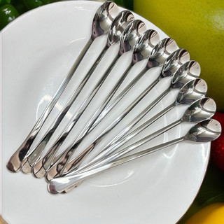 Combo 4/6/12 Chiếc Thìa Cà Phê Đá Sinh Tố 20cm Inox 304 Miệng Bầu Muỗng Thép Không Rỉ