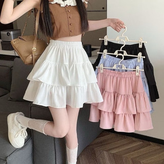 Váy ngắn tầng xòe tiểu thư style Hàn có quần trong màu trắng hồng đen xanh hot trend VANISA CT395