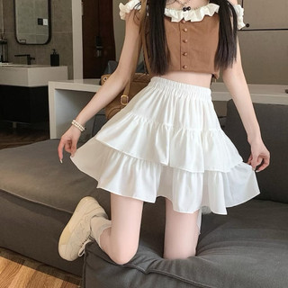 Váy ngắn tầng xòe tiểu thư style Hàn có quần trong màu trắng hồng đen xanh hot trend VANISA CT395