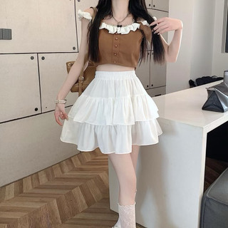 Váy ngắn tầng xòe tiểu thư style Hàn có quần trong màu trắng hồng đen xanh hot trend VANISA CT395