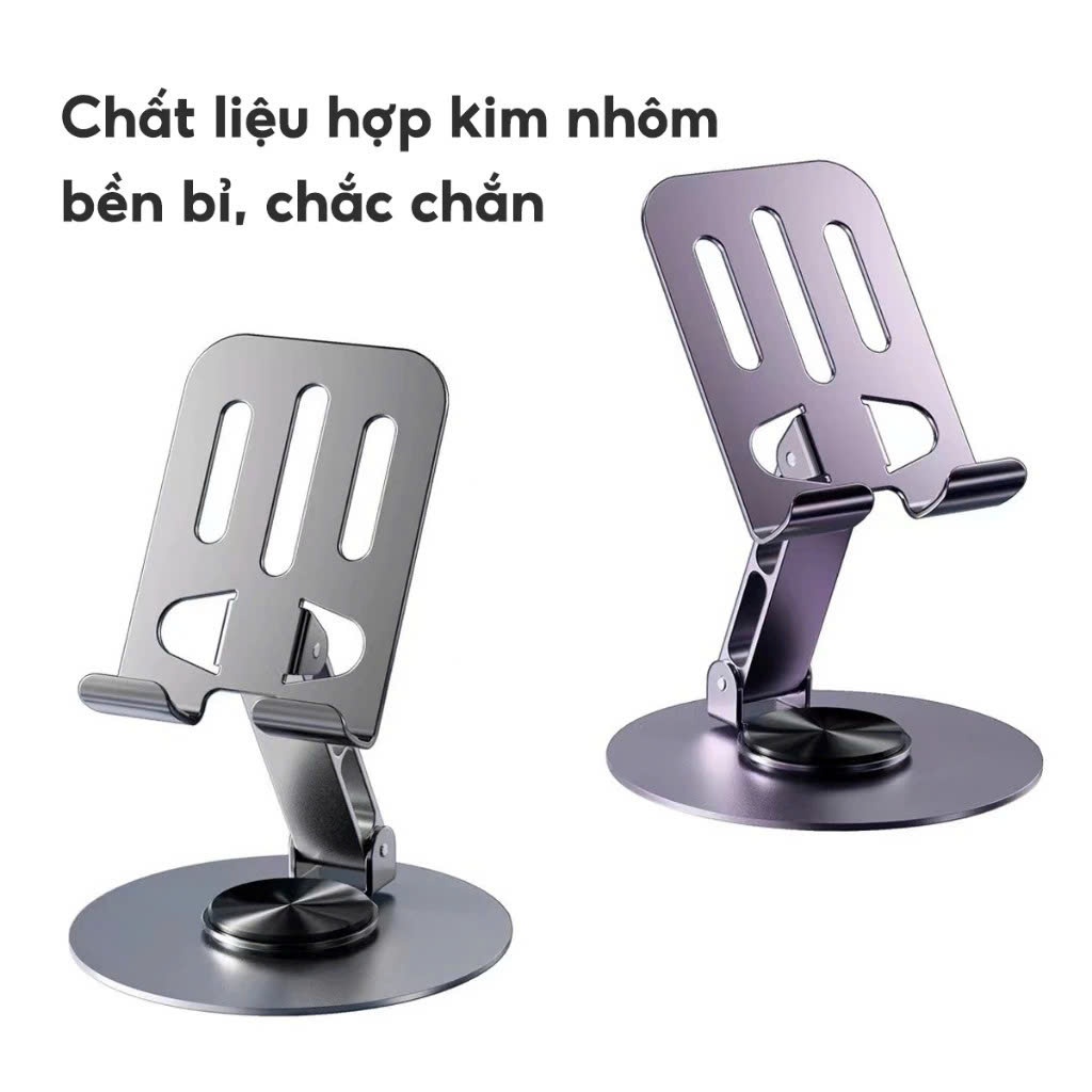 Giá Để Điện Thoại Gấp Gọn Tiện Dụng-Giá Đỡ Điện Thoại Để Bàn Kim Loại Cao Cấp - KỆ ĐỠ TRỤC XOAY 360 ĐỘ LINH HOẠT