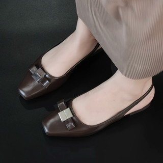 Giày sandal cao gót bít mũi gót vuông trang trí đơn giản phù hợp công sở, mềm mại êm ái Giày BánhBèo mã Giaybetfashion