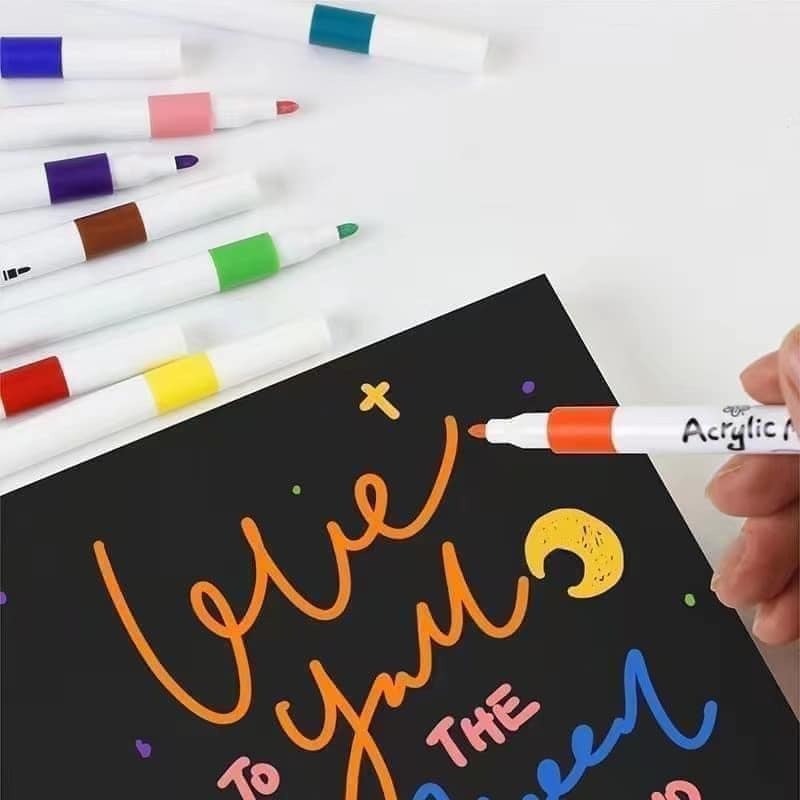 Bút màu acrylic marker 60 màu vẽ sơn chống nước bộ cọ vẽ trên mọi chất liệu  - Hộp bút màu 60 chi tiết
