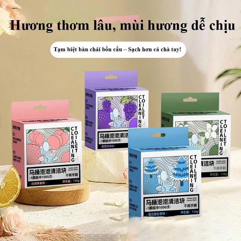 Set 4 Viên Tẩy Toilet Khử Mùi Thơm Mát – Làm Sạch Bóng, Kháng Khuẩn, Hương Dịu Dễ Chịu