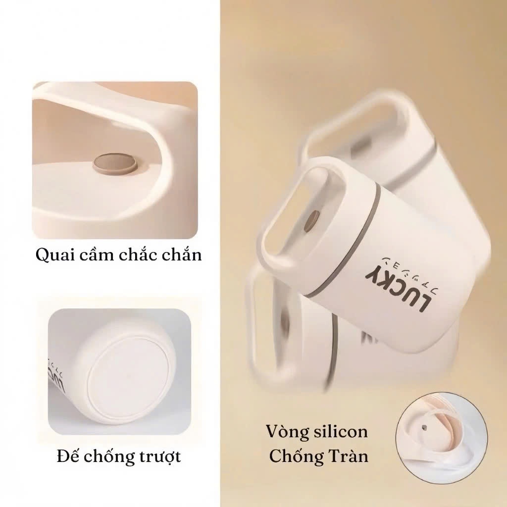 HỘP ĐỰNG CHÁO CHO BÉ 500ML KÈM THÌA TIỆN LỢI - Bình Ủ Cháo Inox 304 An Toàn,Bình Ủ Cháo Lucky Giữ Nhiệt 3 Lớp
