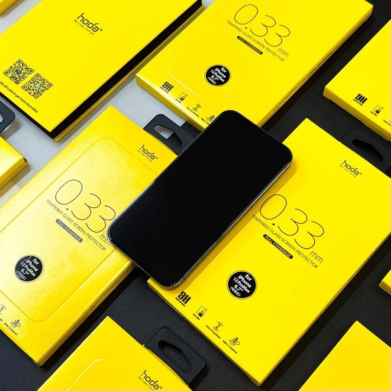 Cường Lực Trong Suốt HODA 2.5D Mỏng 0.33mm Có Khung Trợ Dán  cho iP 17/16/15/14 Series