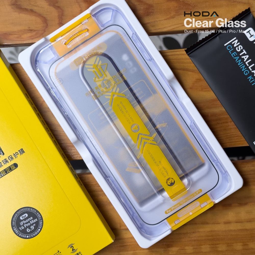 Cường Lực Trong Suốt HODA 2.5D Mỏng 0.33mm Có Khung Trợ Dán  cho iP 17/16/15/14 Series