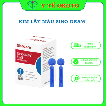 kim lấy máu không đau SinoDraw Soft, dùng cho máy thử đường huyết, kim 4 cạnh hộp 50 kim