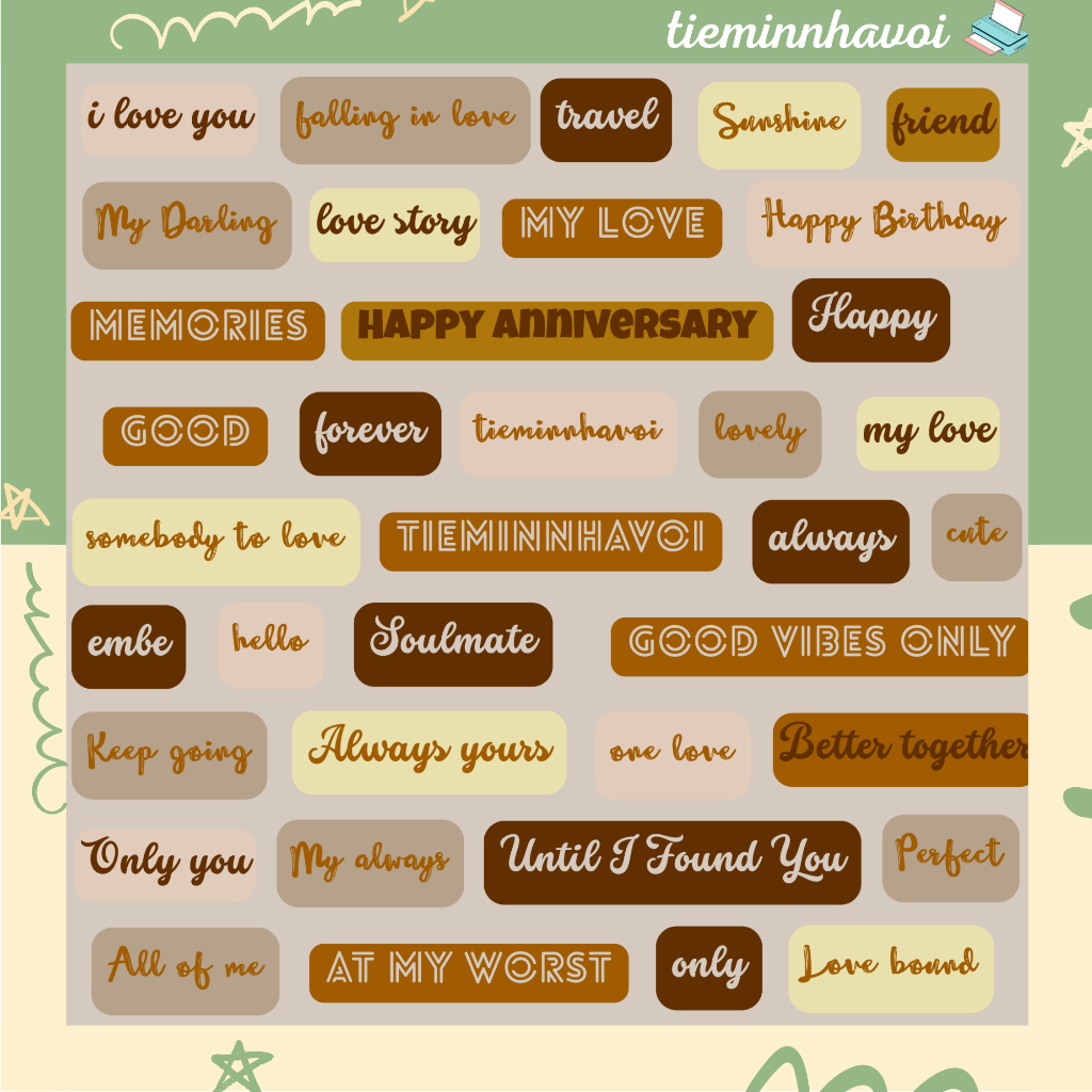 (Set 5 chữ) Sticker viết chữ theo yêu cầu trang trí scrapbook, khung ...