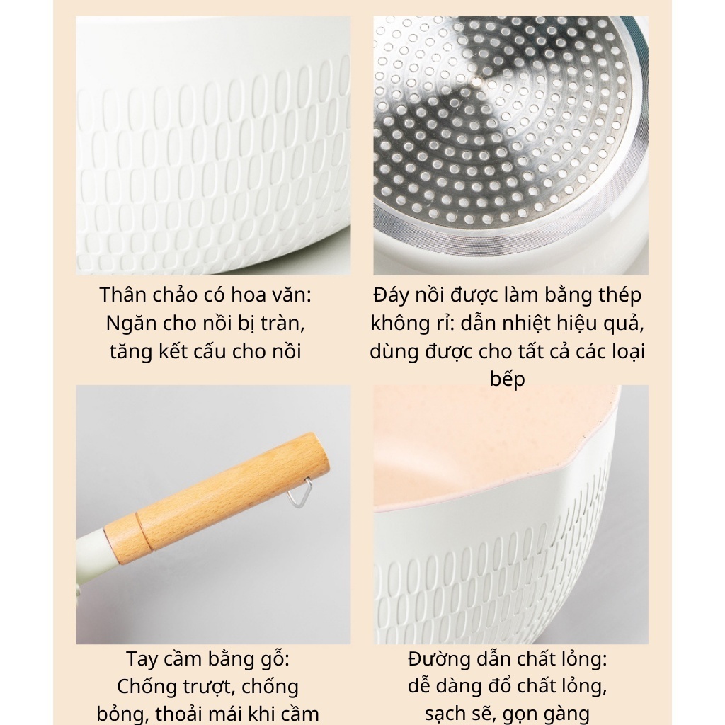 Chảo Lòng Sâu Chống Dính 18cm (không kèm nắp), Tiện Dụng Chiên, Xào, Nấu