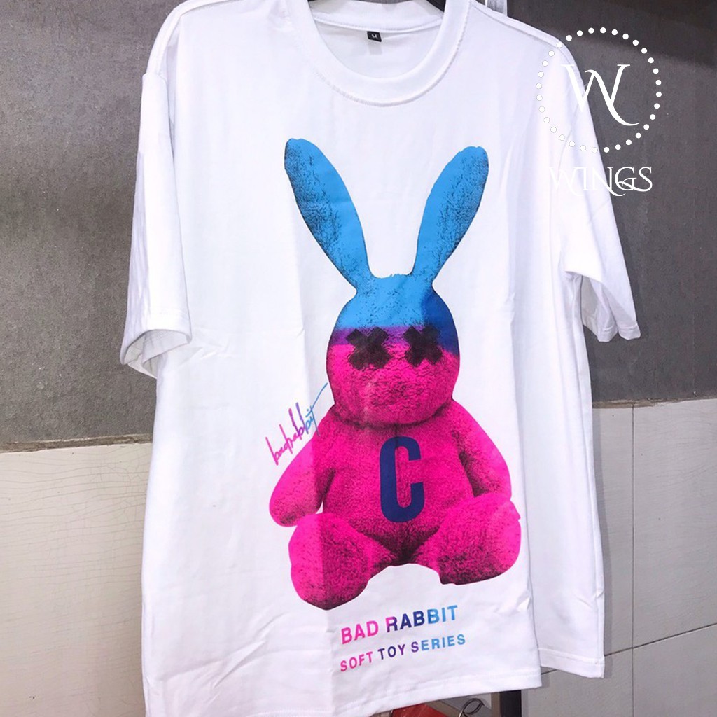 Áo Thun Unisex BAD RABBIT Tay Lỡ Form Rộng In Hình Gấu Bông Phong Cách Streetwear Cá Tính