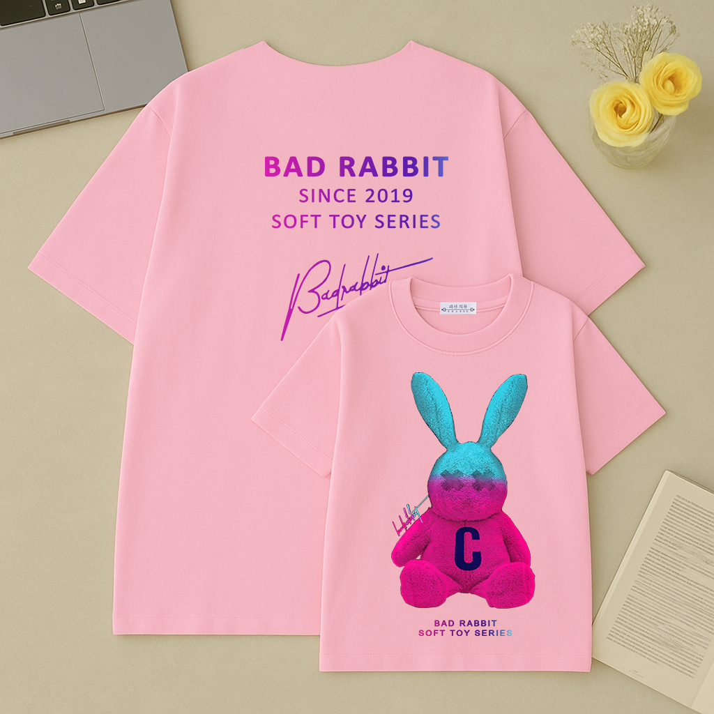 Áo Thun Unisex BAD RABBIT Tay Lỡ Form Rộng In Hình Gấu Bông Phong Cách Streetwear Cá Tính