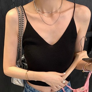 Áo Hai Dây Len Dệt Kim Cổ Tim Nữ Form Ôm Nhẹ Nhàng Basic Style Phối ĐỒ