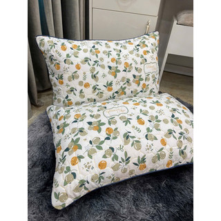 Vỏ gối nằm cotton đũi đậu nành trần bông hoạ tiết kích thước 45x65cm