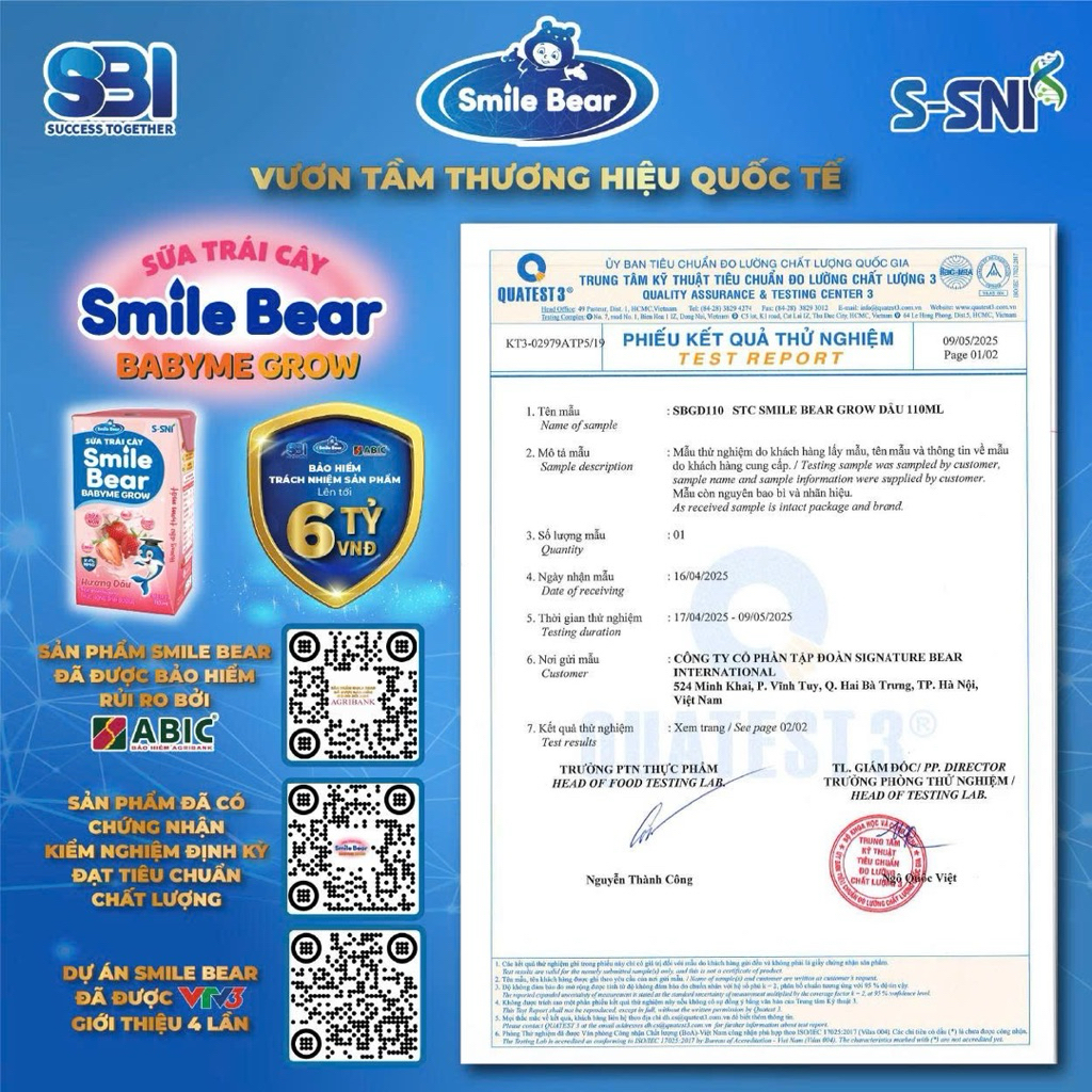 {Hot}Sữa Bột pha sẵn Smile Bear, dâu- cam 110ml (Thùng 48 hộp).....
