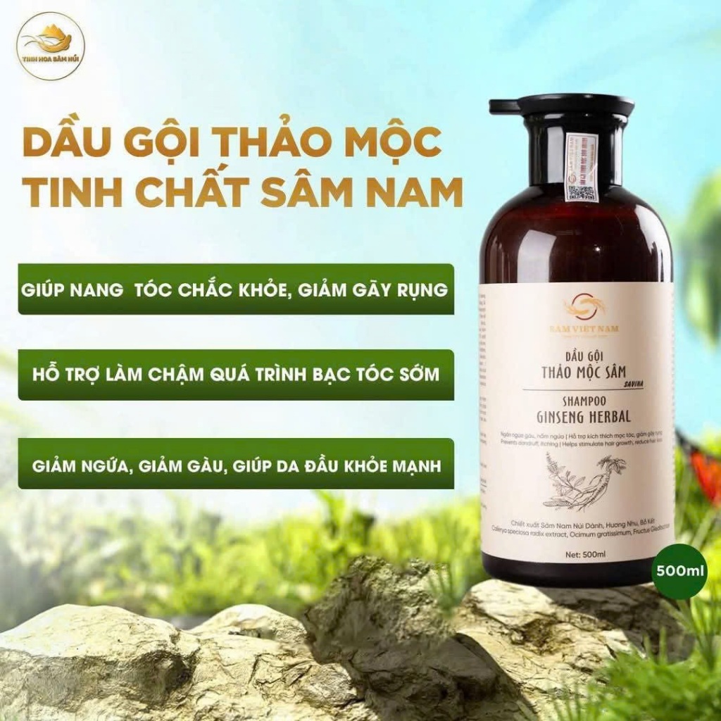 Dầu Gội Xả Thảo Dược Sâm Nam Núi Dành – Tóc Chắc Khỏe Tự Nhiên, Không Hóa Chất