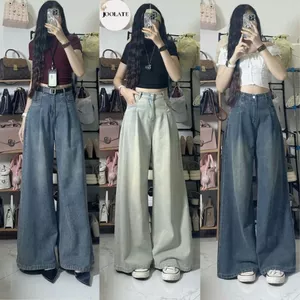 Quần Jean Ống Xuông Rộng Joolate Có Ly Trước Thời Trang Hàn Quốc Tôn Dáng, Đủ Màu - Quần Nữ Đi Học, Đi Làm