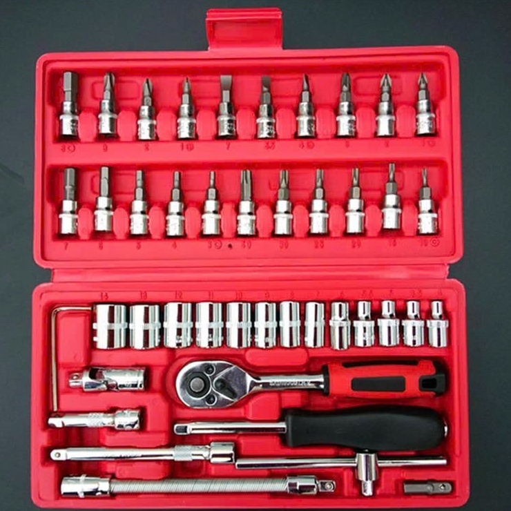 Product image BỘ DỤNG CỤ MỞ BU LÔNG ỐC VÍT ĐA NĂNG 46 CHI TIẾT BẰNG THÉP KHÔNG GỈ CAO CẤP, CHỐNG ĂN MÒN, BỀN BỈ VỚI THỜI GIAN