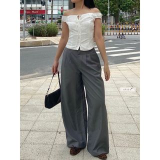 Quần tây nữ công sở - quần tây suông xếp ly ống rộng nhiennhienvintage NQT00003