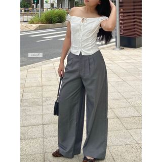 Quần tây nữ công sở - quần tây suông xếp ly ống rộng nhiennhienvintage NQT00003