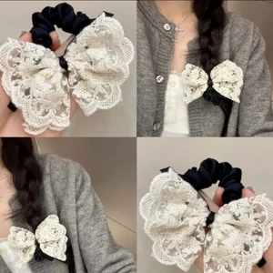 Scrunchies Dây Buộc Tóc Nơ Ren Cao Cấp Kiểu Dễ Thương Cho Thiếu Nữ Đi Tiệc Và Dạo Phố